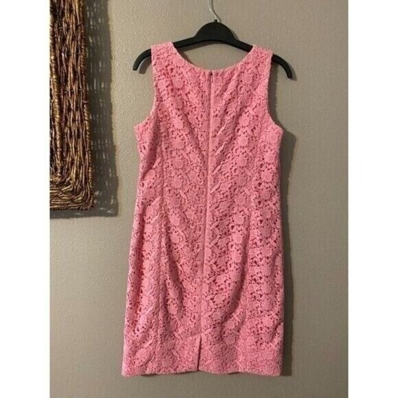 Talbot's Dress Pink 6 Small All Cotton Lace Sheath Sleeveless Classic Summer - Picture 7 of 8